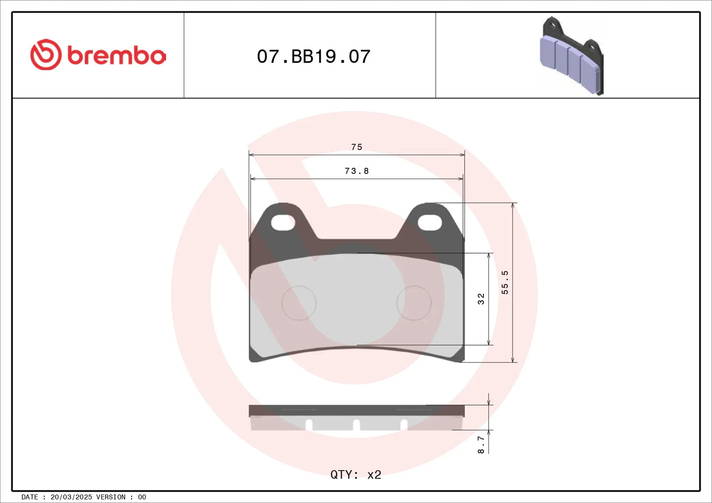 BREMBO 07BB1907 Carbon Ceramic Front Brake Pads