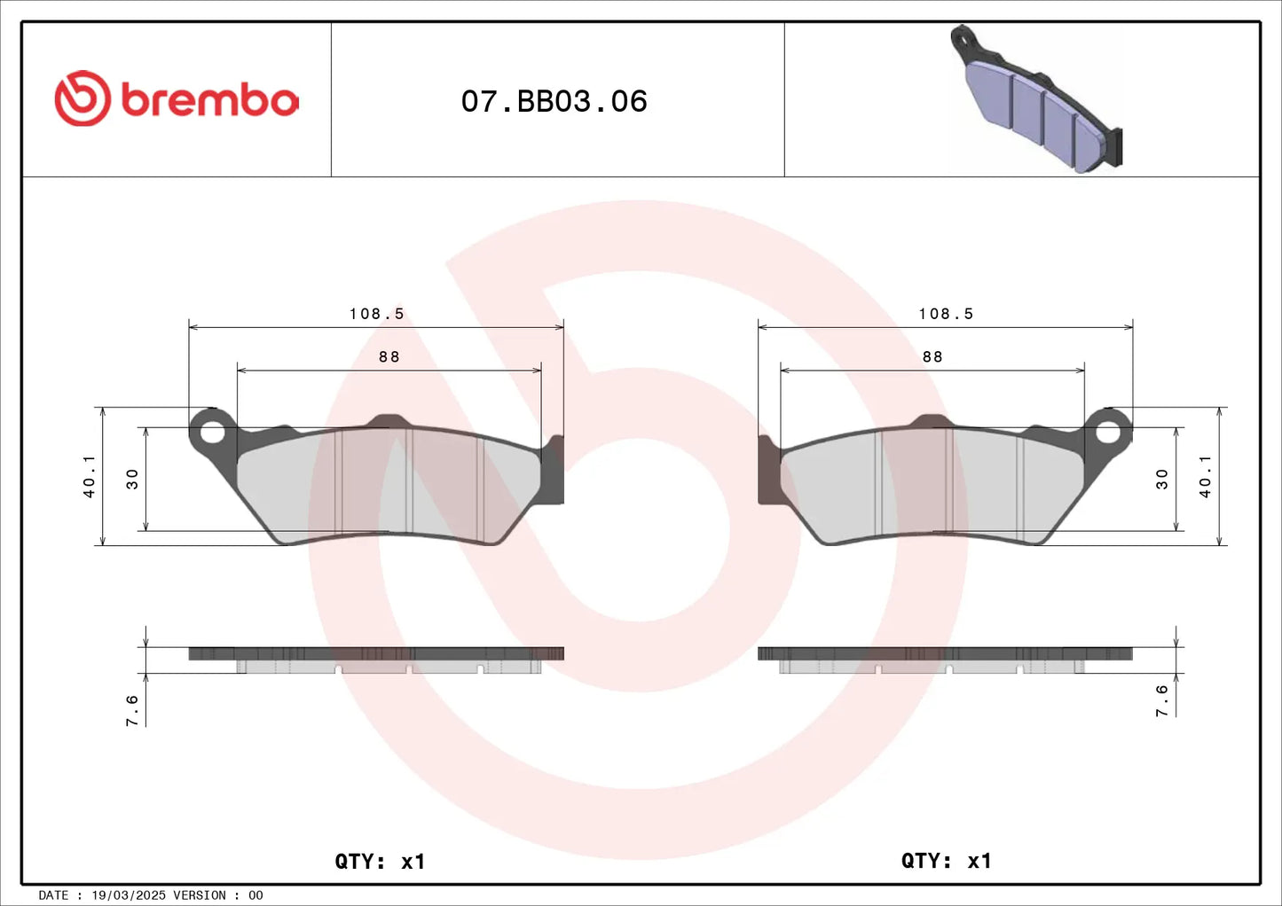 BREMBO 07BB0306 Carbon Ceramic Front Rear Brake Pads