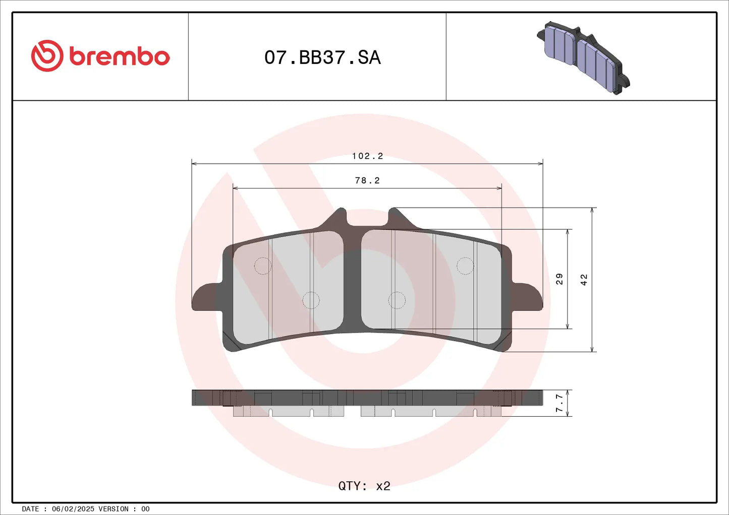 BREMBO 07BB37SA SINTERED FRONT BRAKE PADS