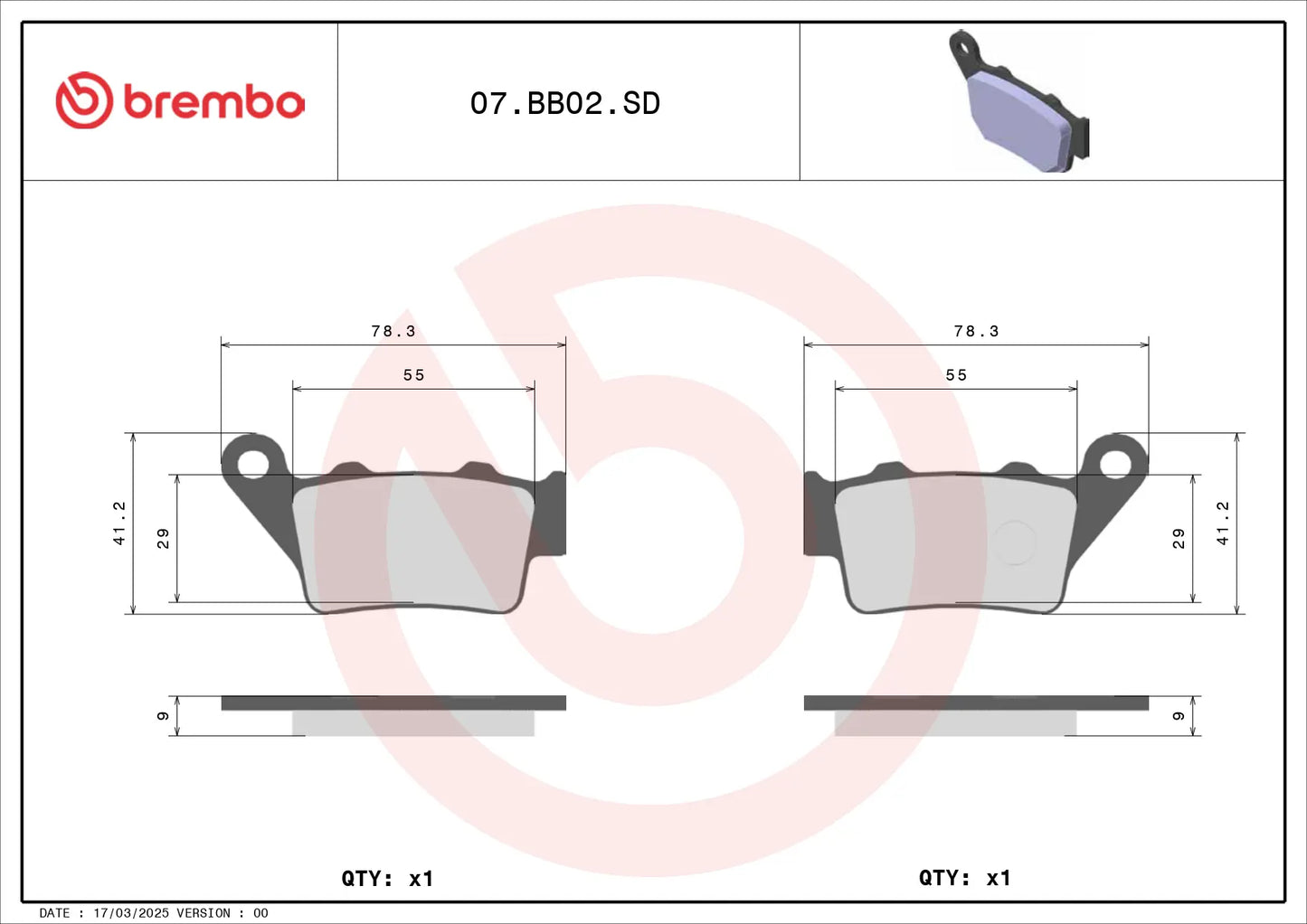 BREMBO 07BB02SD Sintered Rear Brake Pads